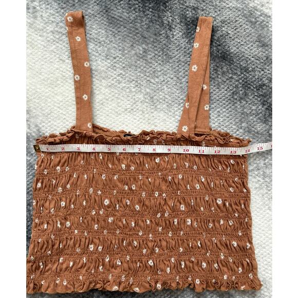 Bundle American Eagle Daisy Floral Cropped Smocked Tank Top Women Size Large - Picture 12 of 13